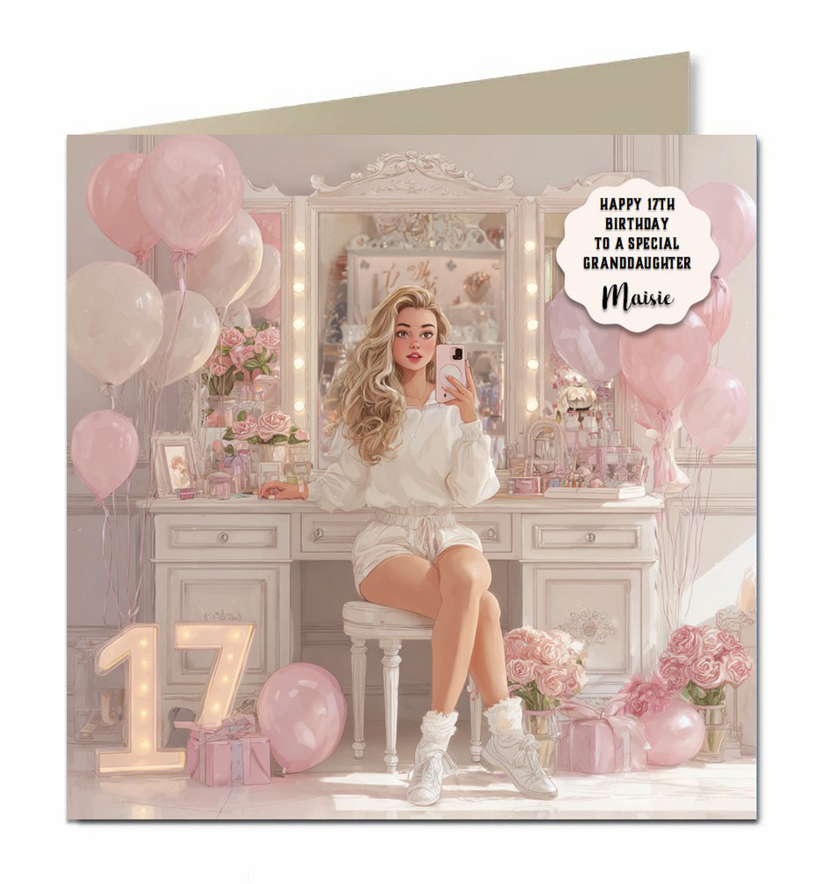 17th Birthday Card For Girls, Granddaughter, Niece, Teenager, Personalised