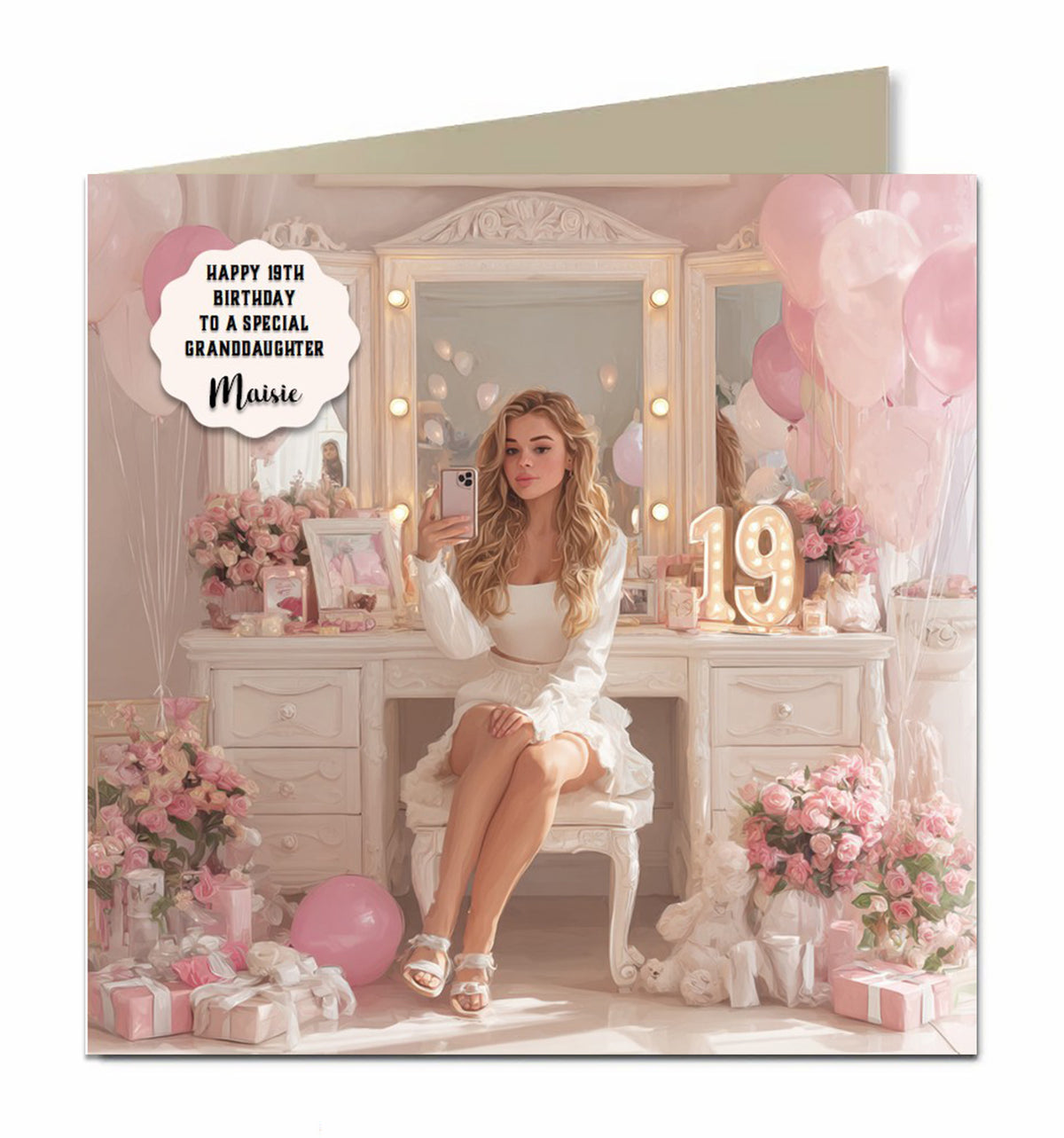 19th Birthday Card For Girls, Granddaughter, Niece, Teenager, Personalised