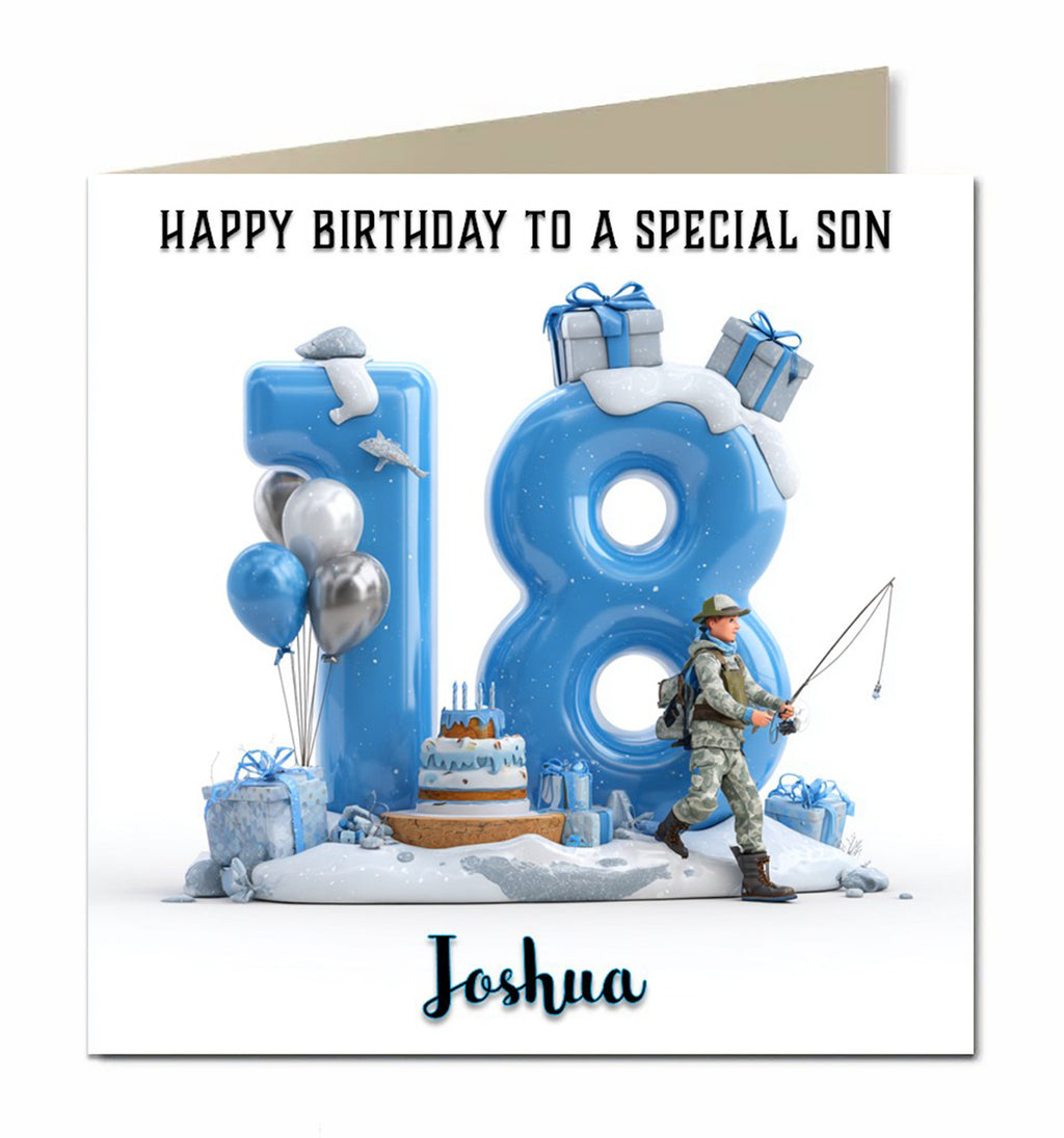 18th Birthday Card For Boys, Grandson, Son, Nephew, Brother, Fishing, Personalised
