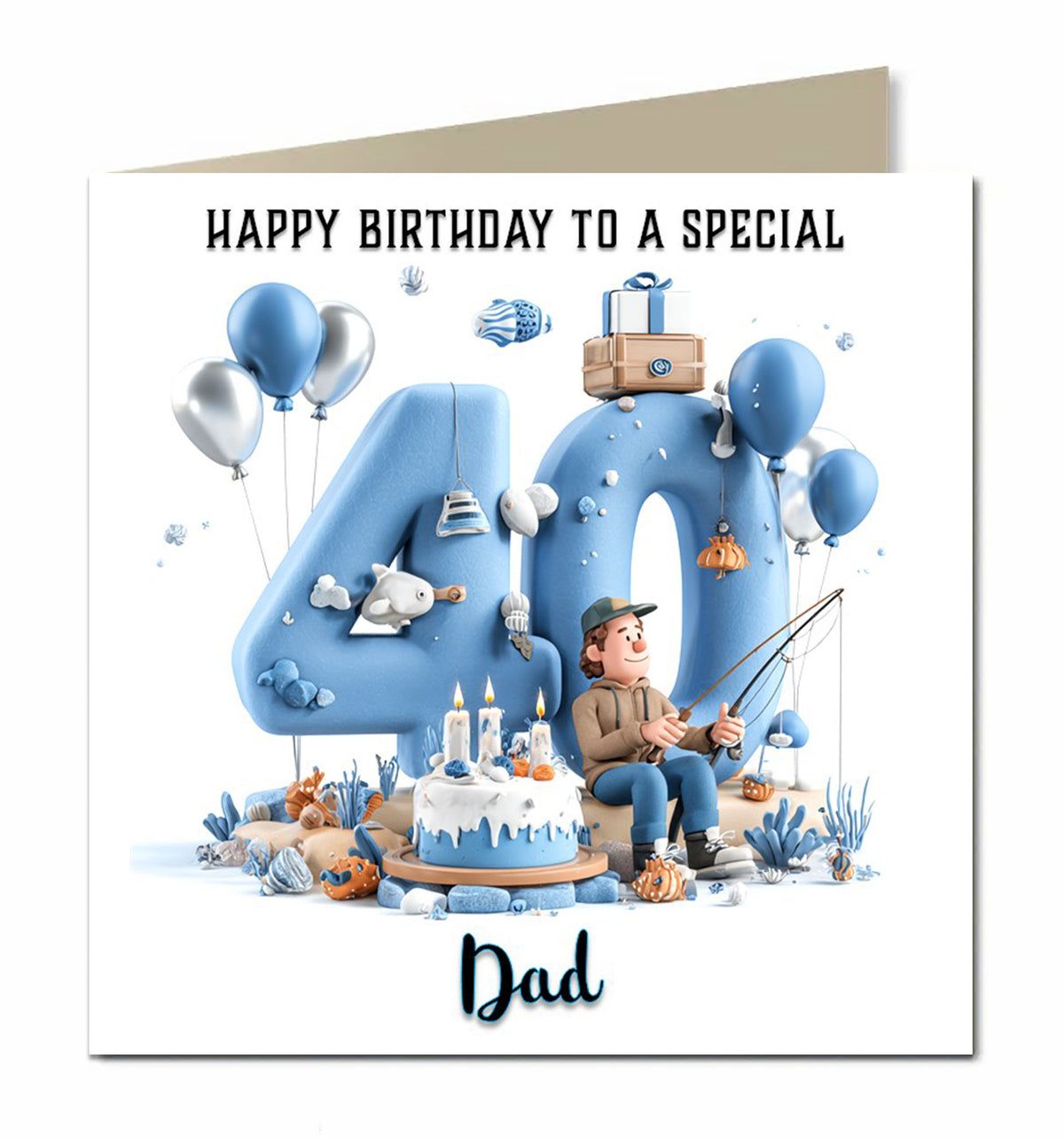 40th Birthday Card For Men, Grandad, Son, Dad, Brother, Fishing, Personalised