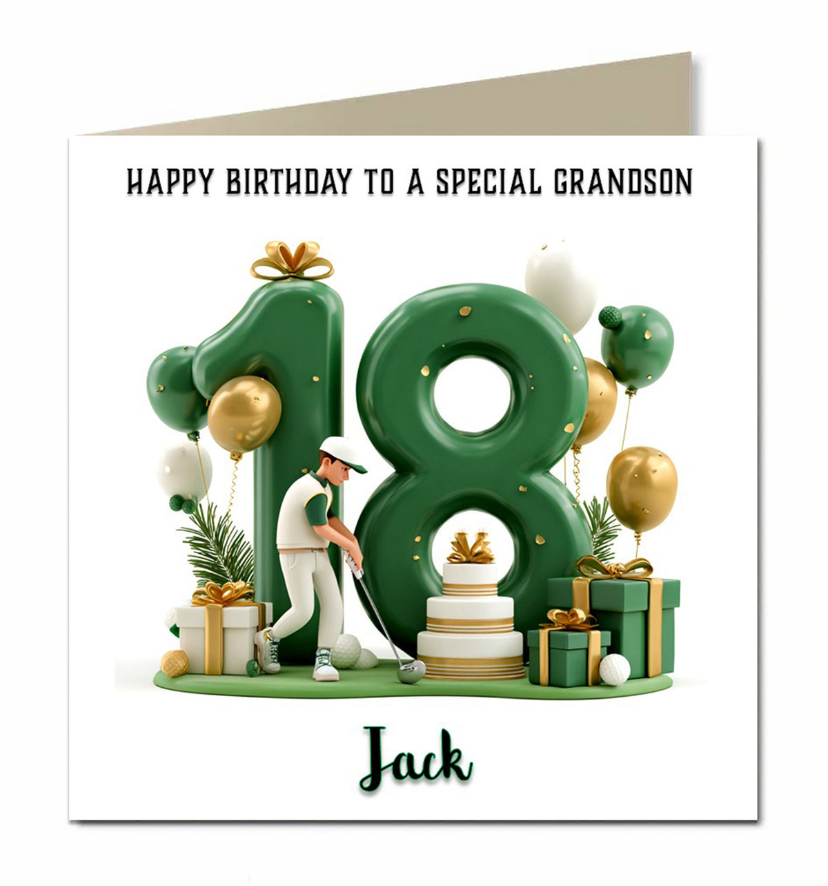 18th Birthday Card for Boys Personalised, Grandson, Son, Nephew, Golf