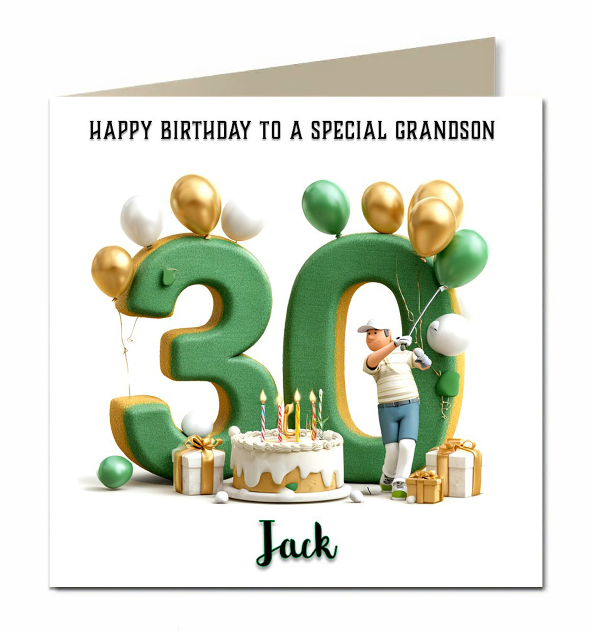 30th Golf Birthday Card for Boys Personalised, Grandson, Son, Nephew,