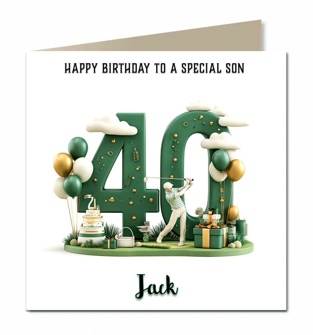 40th Golf Birthday Card for Boys Personalised, Son, Nephew, Dad, Husband