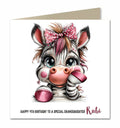 Personalised Birthday Card Girls Granddaughter Daughter Sister Cute Zebra