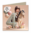 4th Birthday Card Girls Granddaughter Niece Daughter Horse Riding