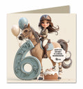 6th Birthday Card For Girls, Granddaughter, Niece, Horse, Personalised