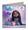 Personalised Birthday Card Girls Granddaughter Daughter Niece Princess Black Hair