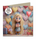 Personalised Birthday Card Girls Granddaughter Daughter Niece Princess Blonde Hair