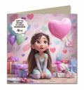 Personalised Birthday Card Girls Granddaughter Daughter Niece Princess Brown Hair