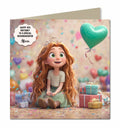 Birthday Card For Girls Daughter, Niece, Princess Ginger Hair Personalised