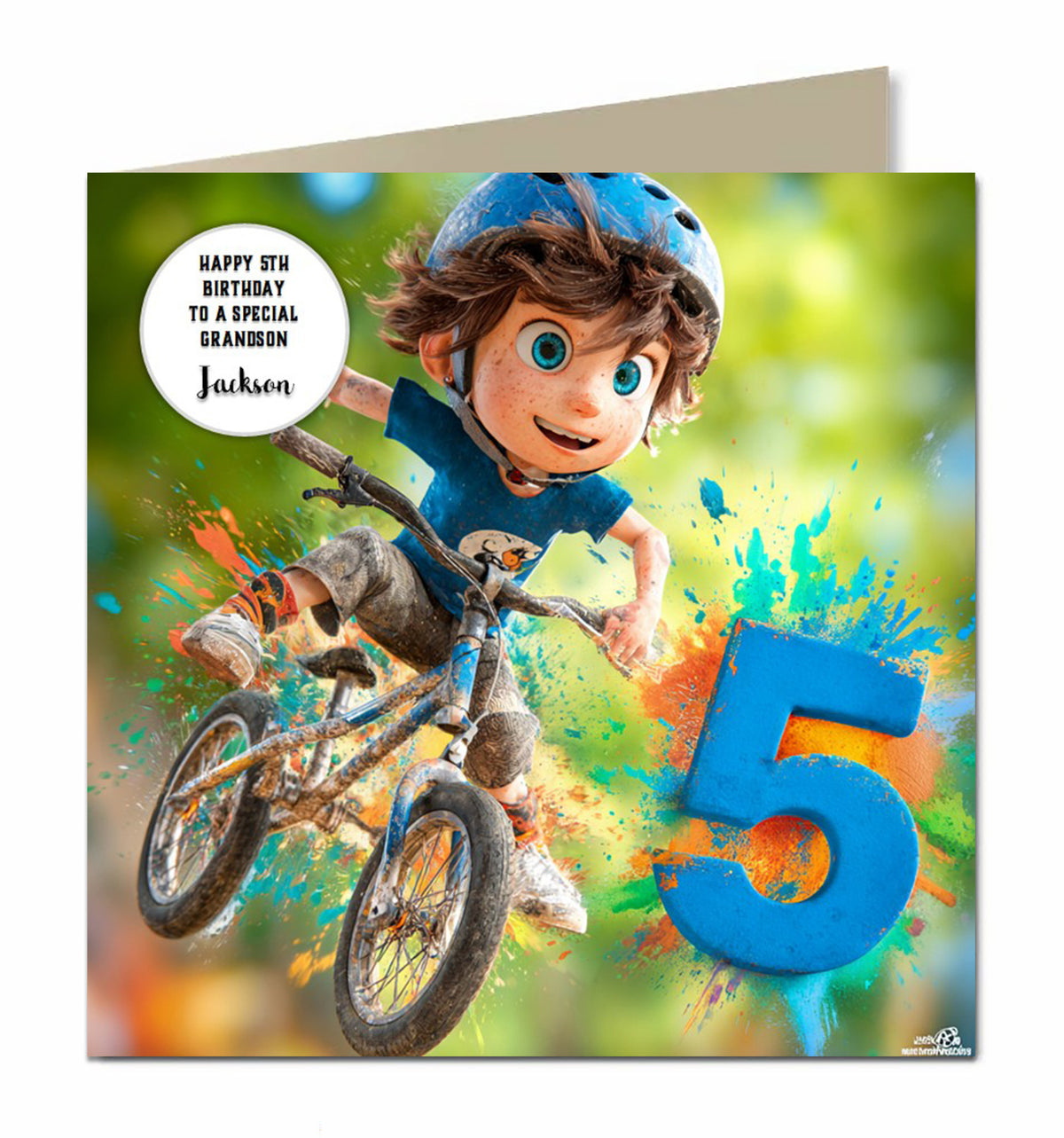5th BMX Bike Birthday Card for Boys Personalised Grandson, Son, Nephew