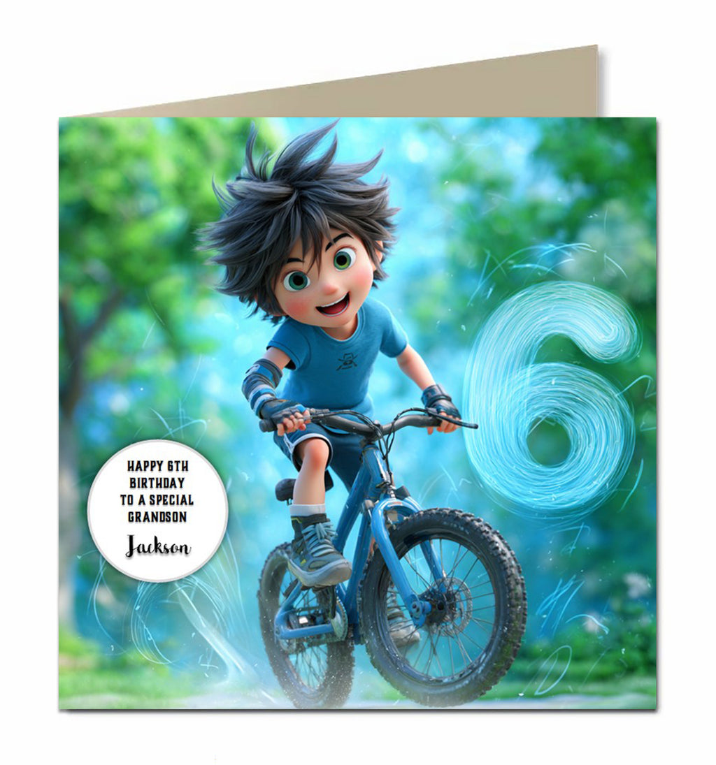 6th BMX Bike Birthday Card for Boys Personalised Grandson, Son, Nephew