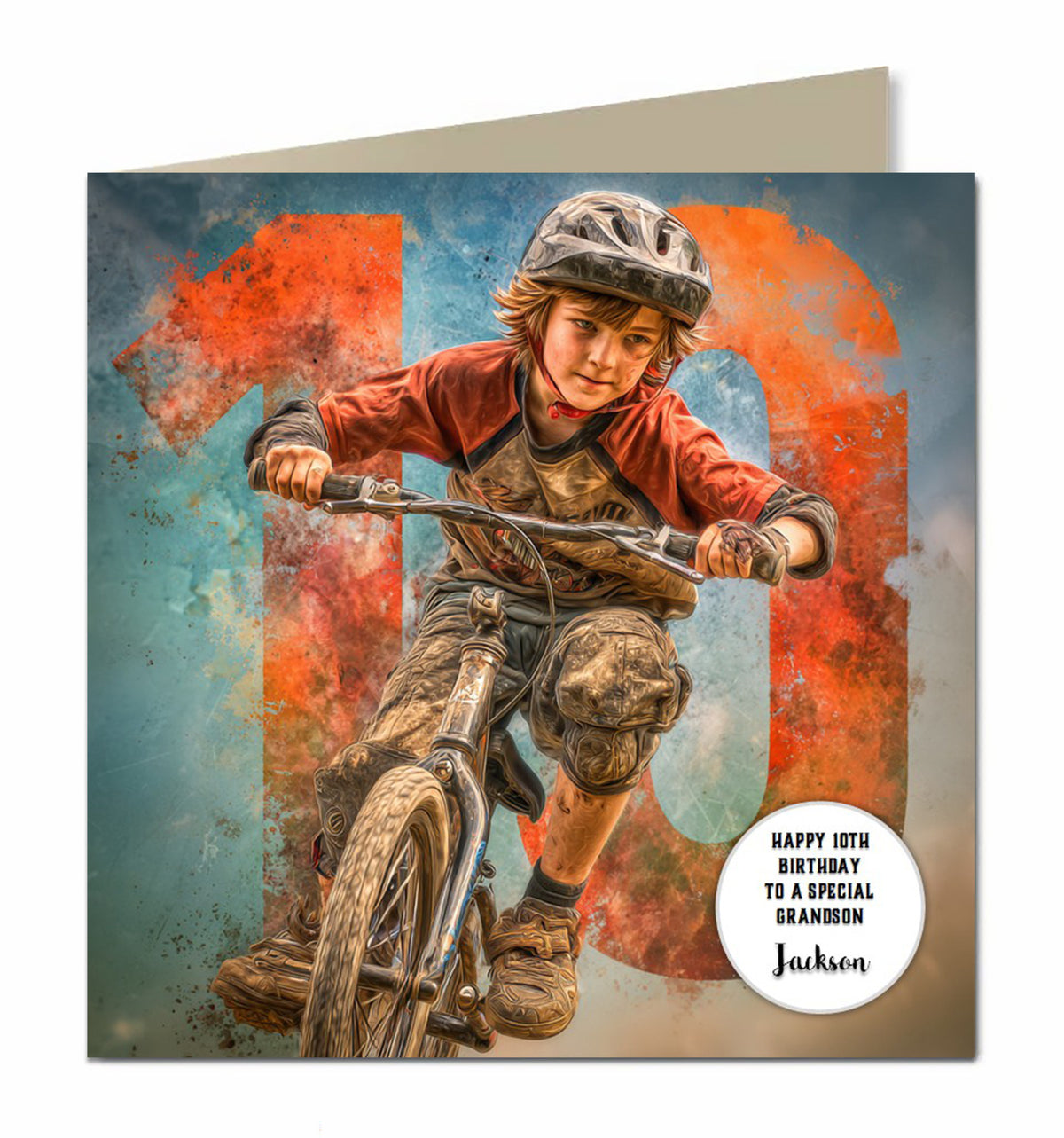 10th BMX Bike Birthday Card for Boys Personalised Grandson, Son, Nephew