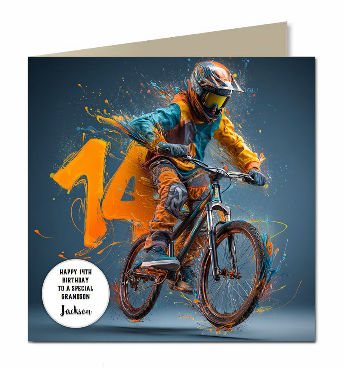14th BMX Bike Birthday Card for Boys Personalised Grandson, Son, Nephew