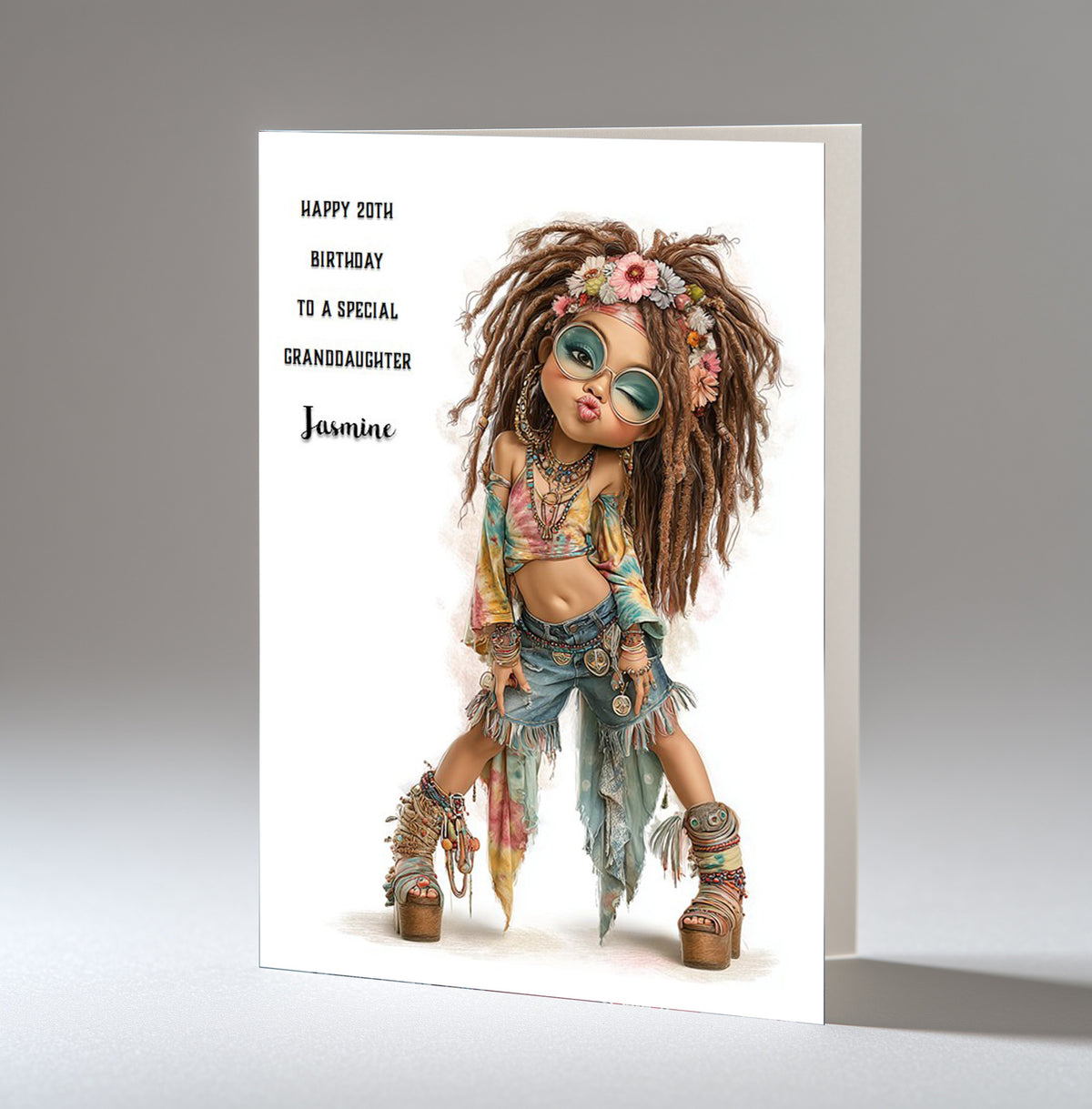 Birthday Card For Girls or Women, Daughter, Granddaughter, Niece, Mum, Festival, Music, Boho,  A5 Size,