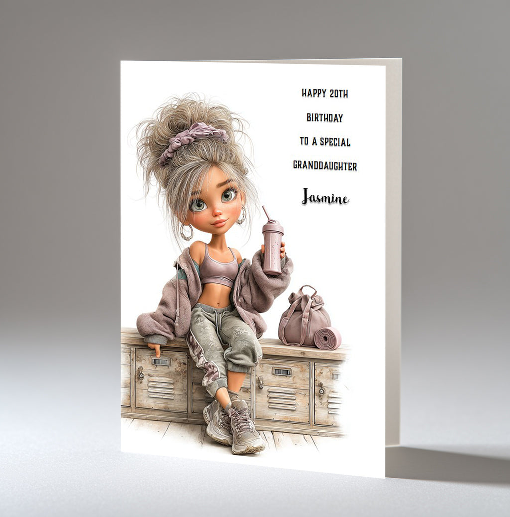 Gym Birthday Card for Women, Granddaughter, Daughter, Niece, A5 Size