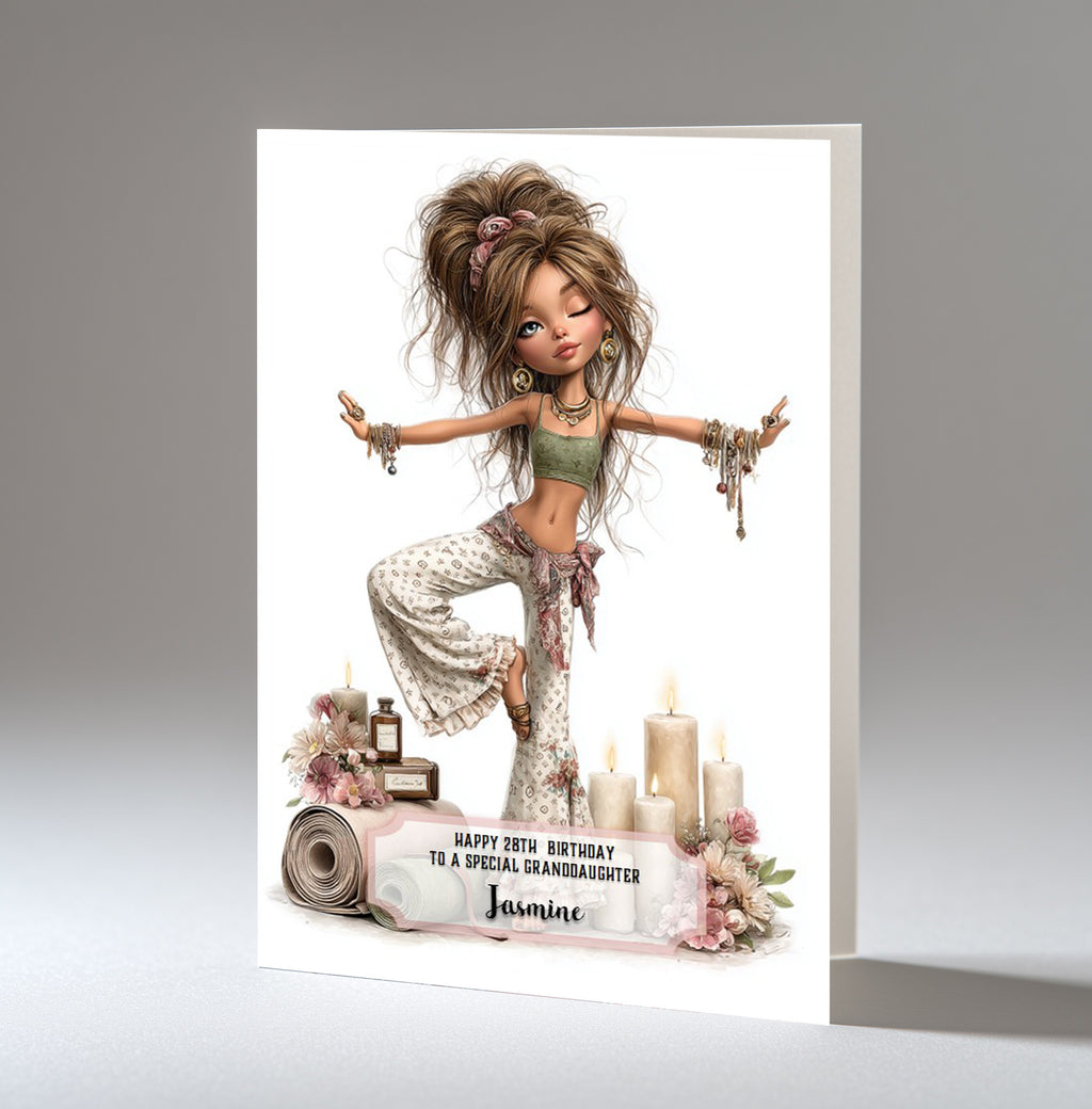 Yoga  Birthday Card for Women, Granddaughter, Daughter, Niece, A5 Size