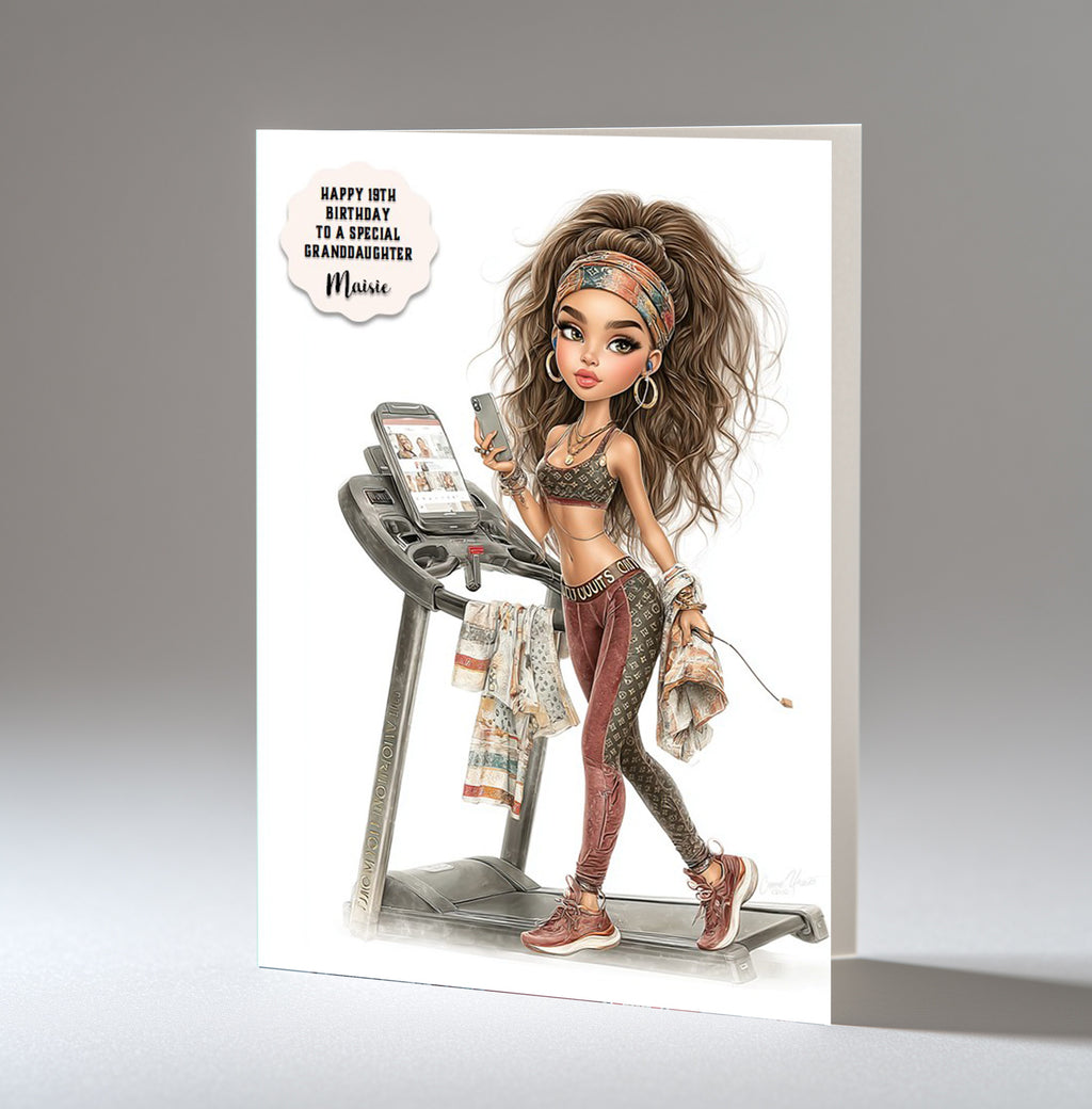 Gym Birthday Card for Women, Granddaughter, Daughter, Niece, A5 Size