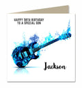 Guitar Birthday Card Personalised, Son, Grandson, Husband, Dad, Music