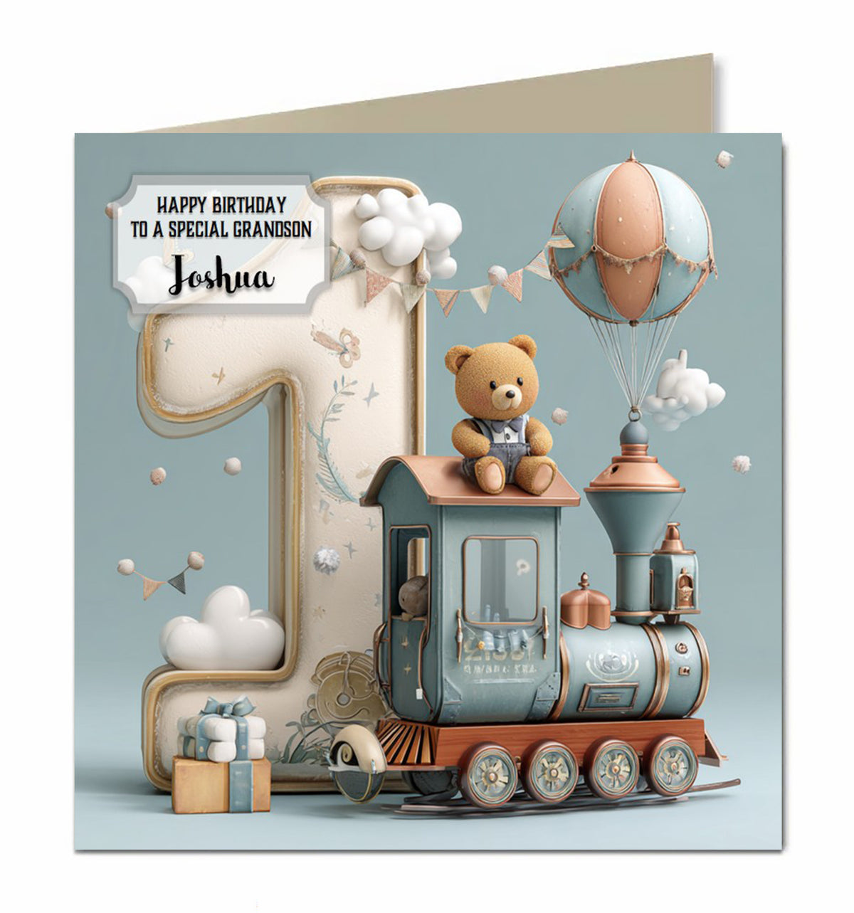 1st Birthday Card Boys Personalised Choo Choo Train Grandson Nephew Godson