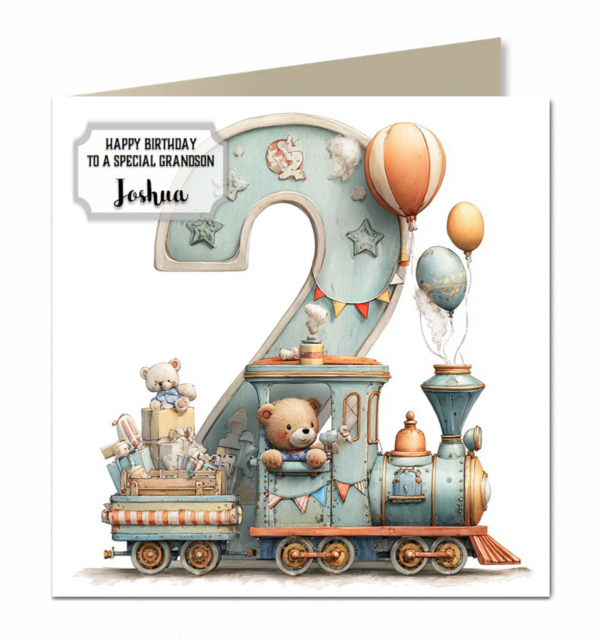 2nd Birthday Card Boys Personalised Choo Choo Train Grandson Nephew Godson