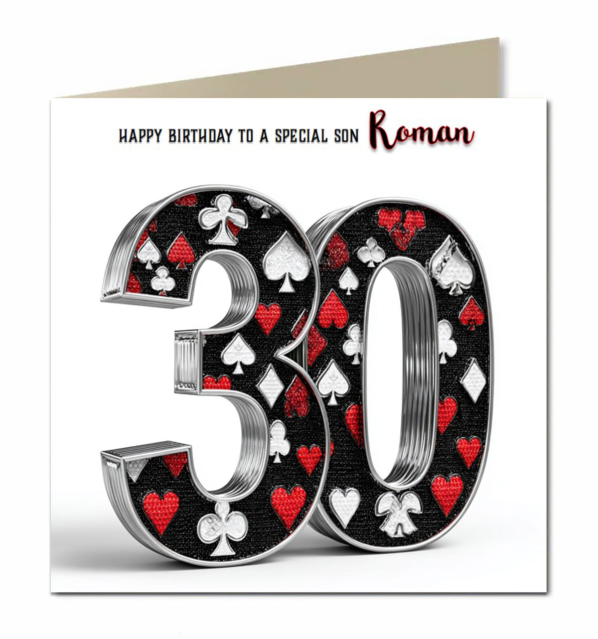 30th Poker Birthday Card for Men Personalised, Grandson, Son, Nephew,