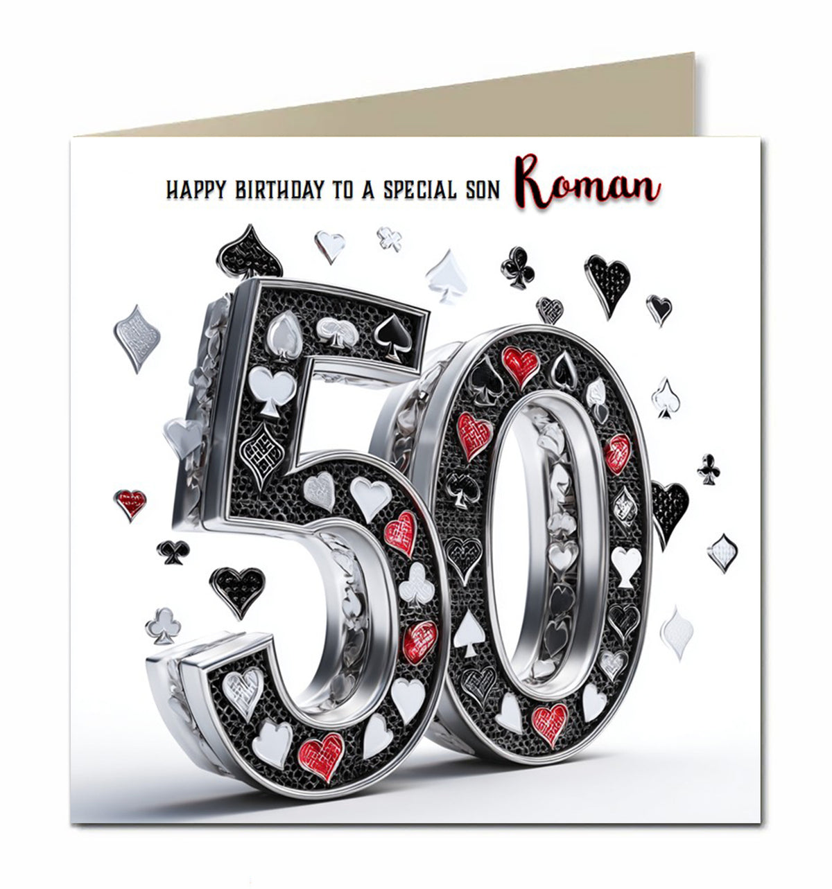 50th Birthday Card For Boys, Grandson, Son, Nephew, Brother, Poker, Personalised
