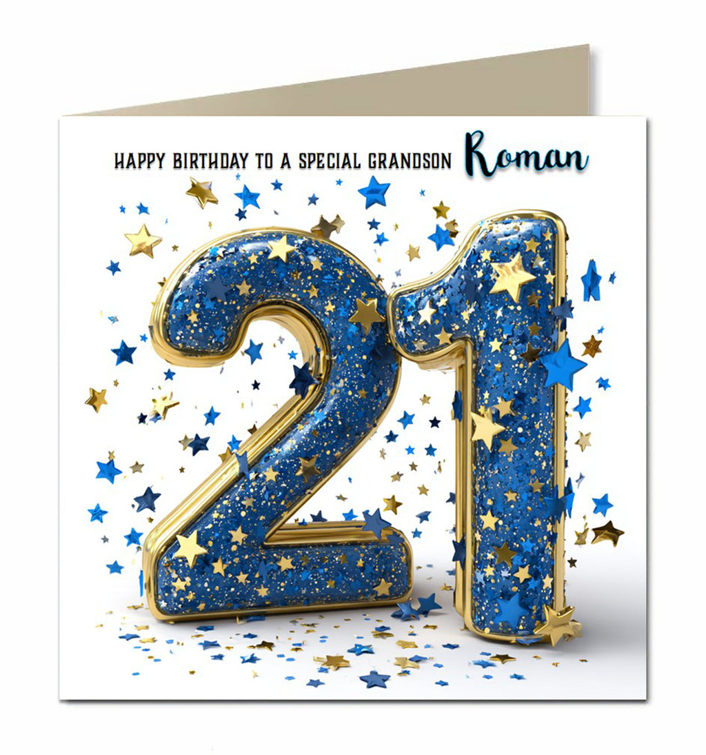 21st Birthday Card for Boys Personalised, Grandson, Son, Nephew, Brother