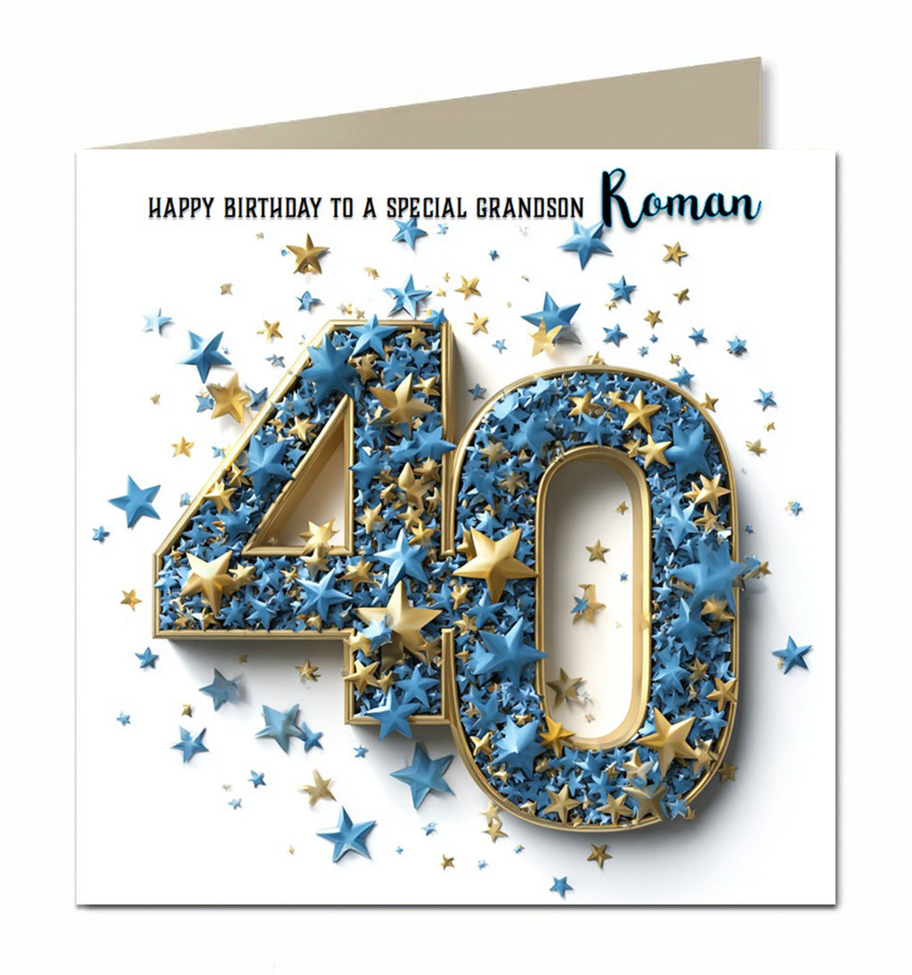 40th Birthday Card For Boys, Grandson, Son, Nephew, Brother, Dad, Husband, Personalised