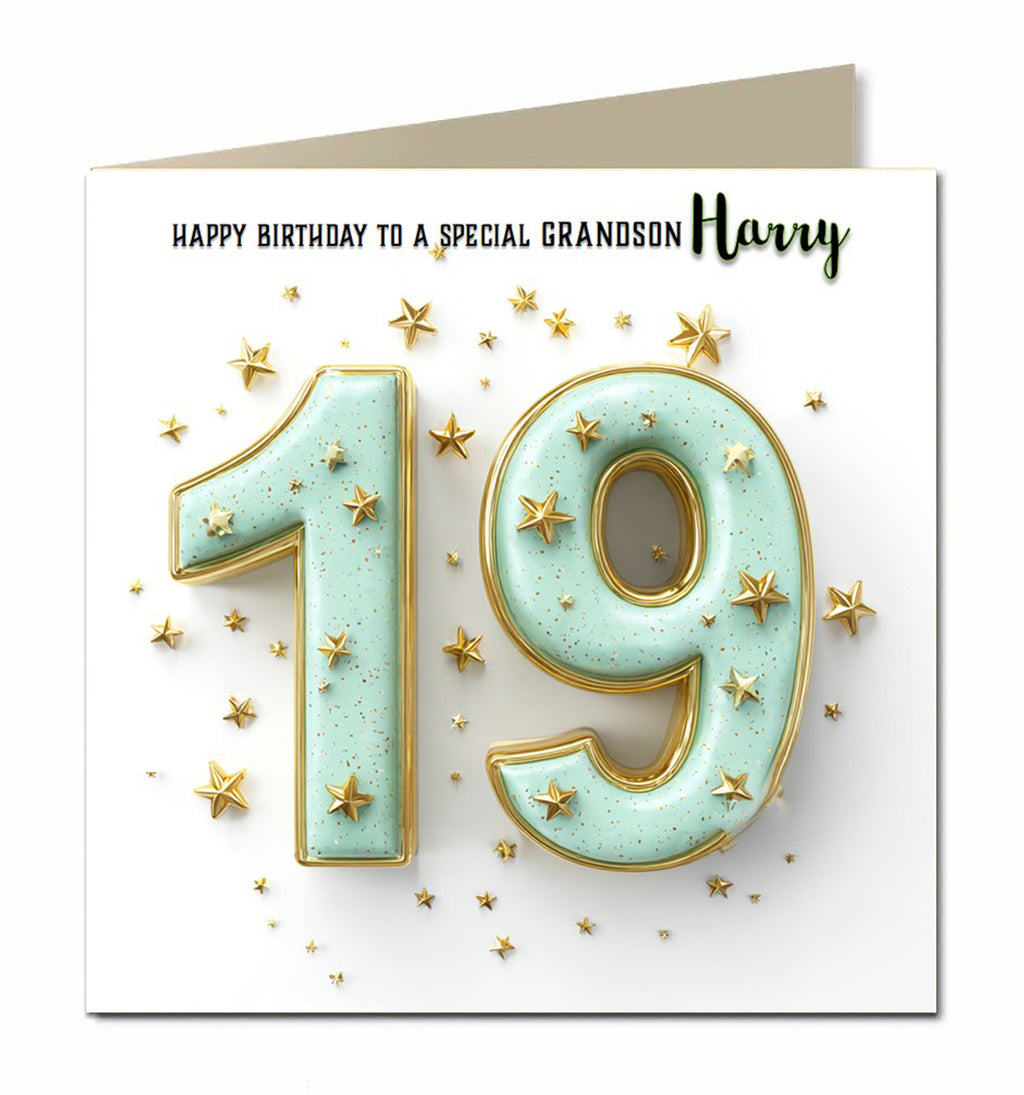 19th Birthday Card for Boys Personalised, Grandson, Son, Nephew, Brother