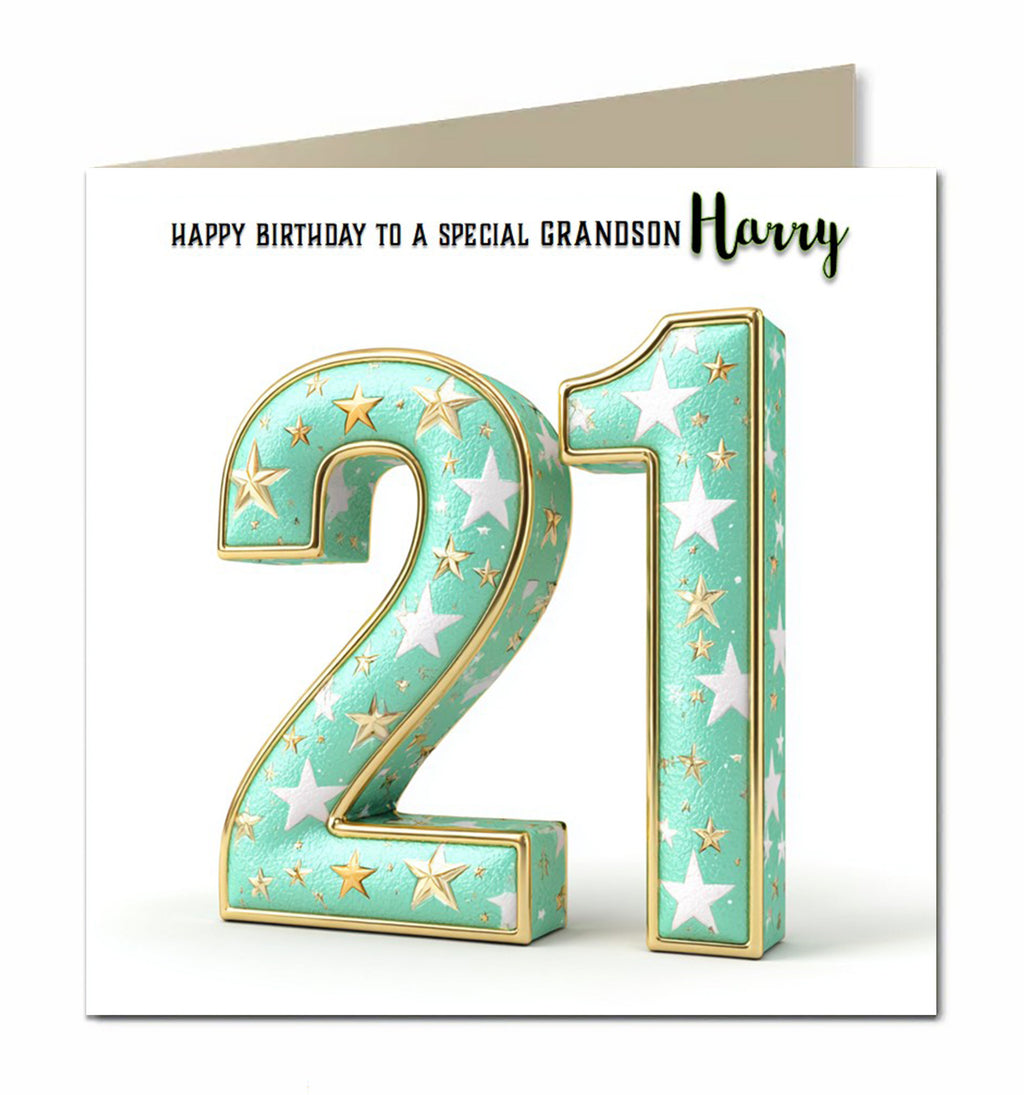 21st Birthday Card for Boys Personalised, Grandson, Son, Nephew, Brother