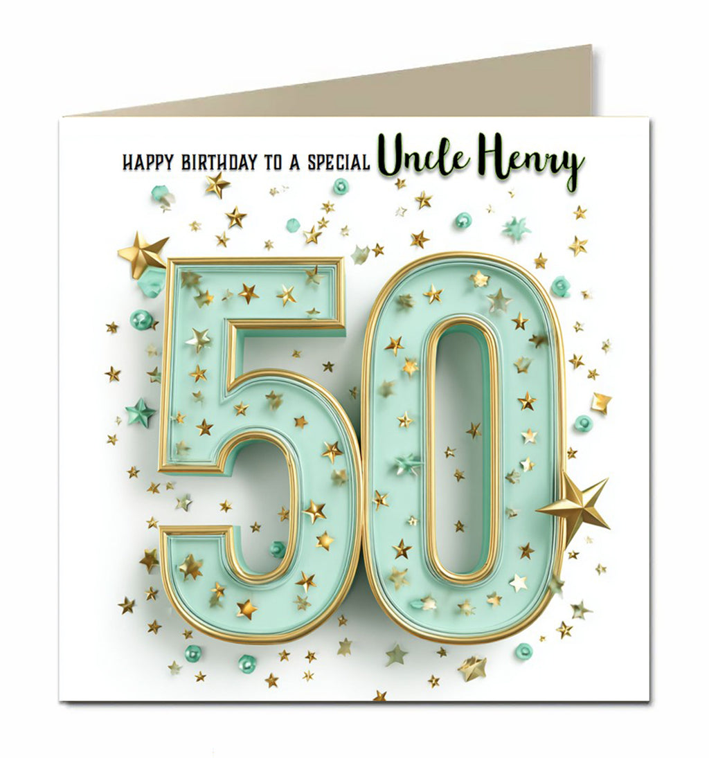50th Birthday Card for Boys Personalised, Grandad, Son, Husband, Dad