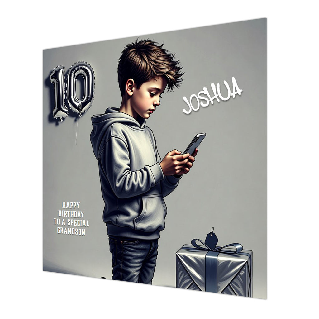 10th Birthday Card for Boys Personalised, Grandson, Son, Nephew, Urban