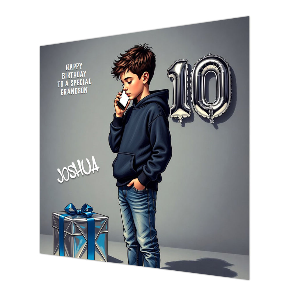 10th Birthday Card for Boys Personalised, Grandson, Son, Nephew, Urban