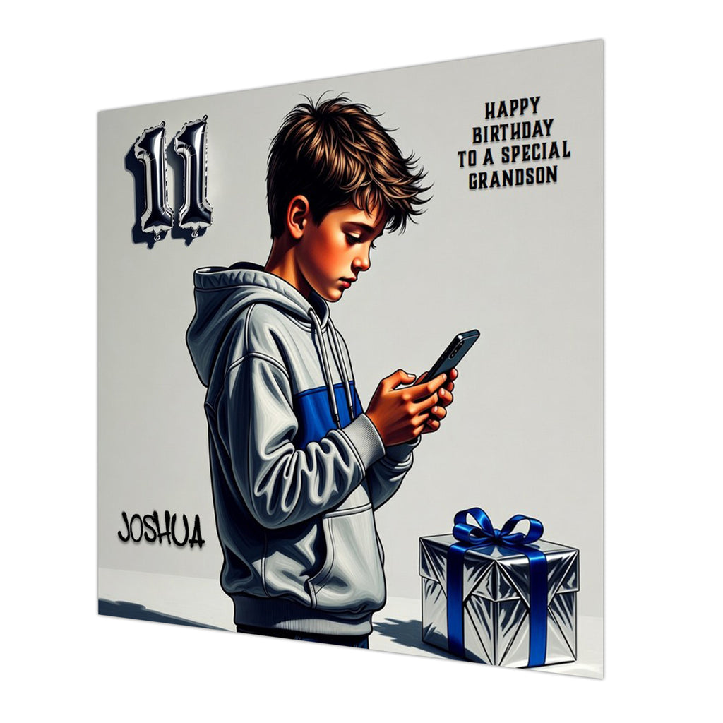 11th Birthday Card for Boys Personalised, Grandson, Son, Nephew, Urban