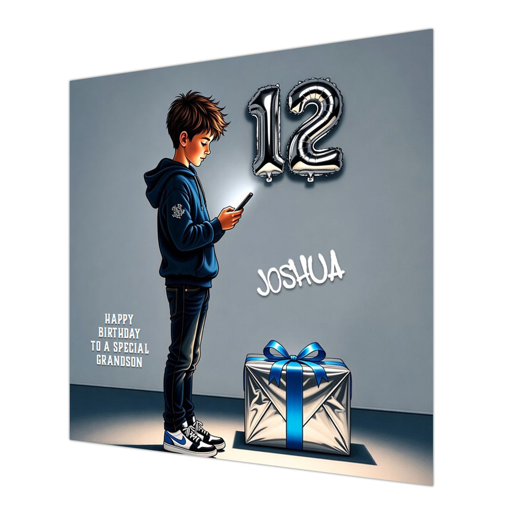 12th Birthday Card for Boys Personalised, Grandson, Son, Nephew, Urban
