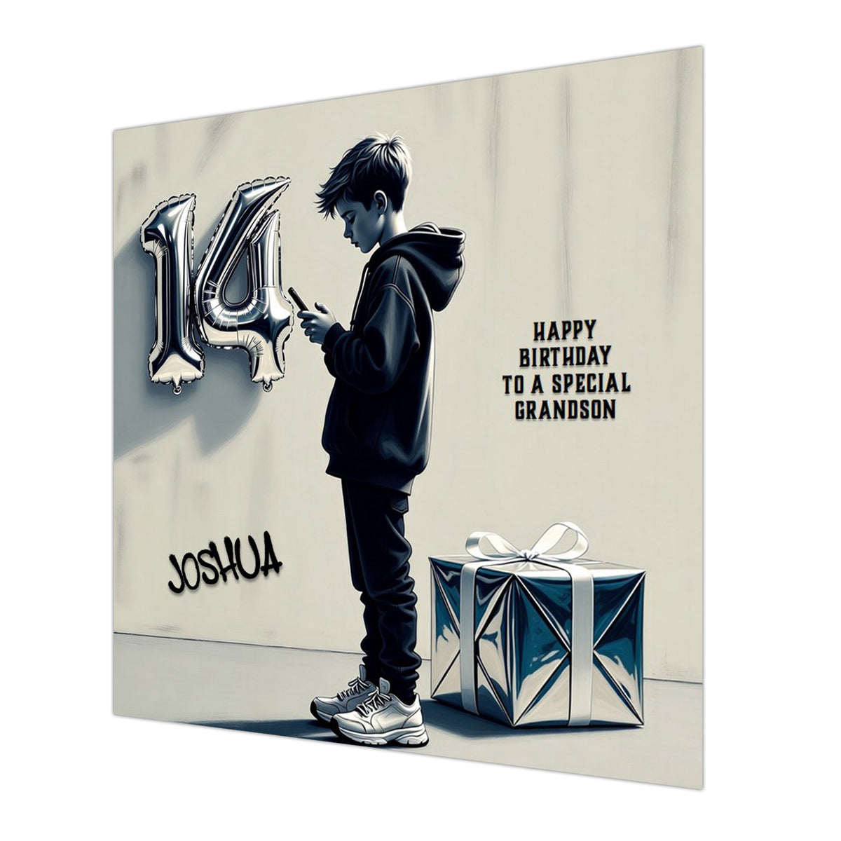 14th Birthday Card for Boys Personalised, Grandson, Son, Nephew, Urban