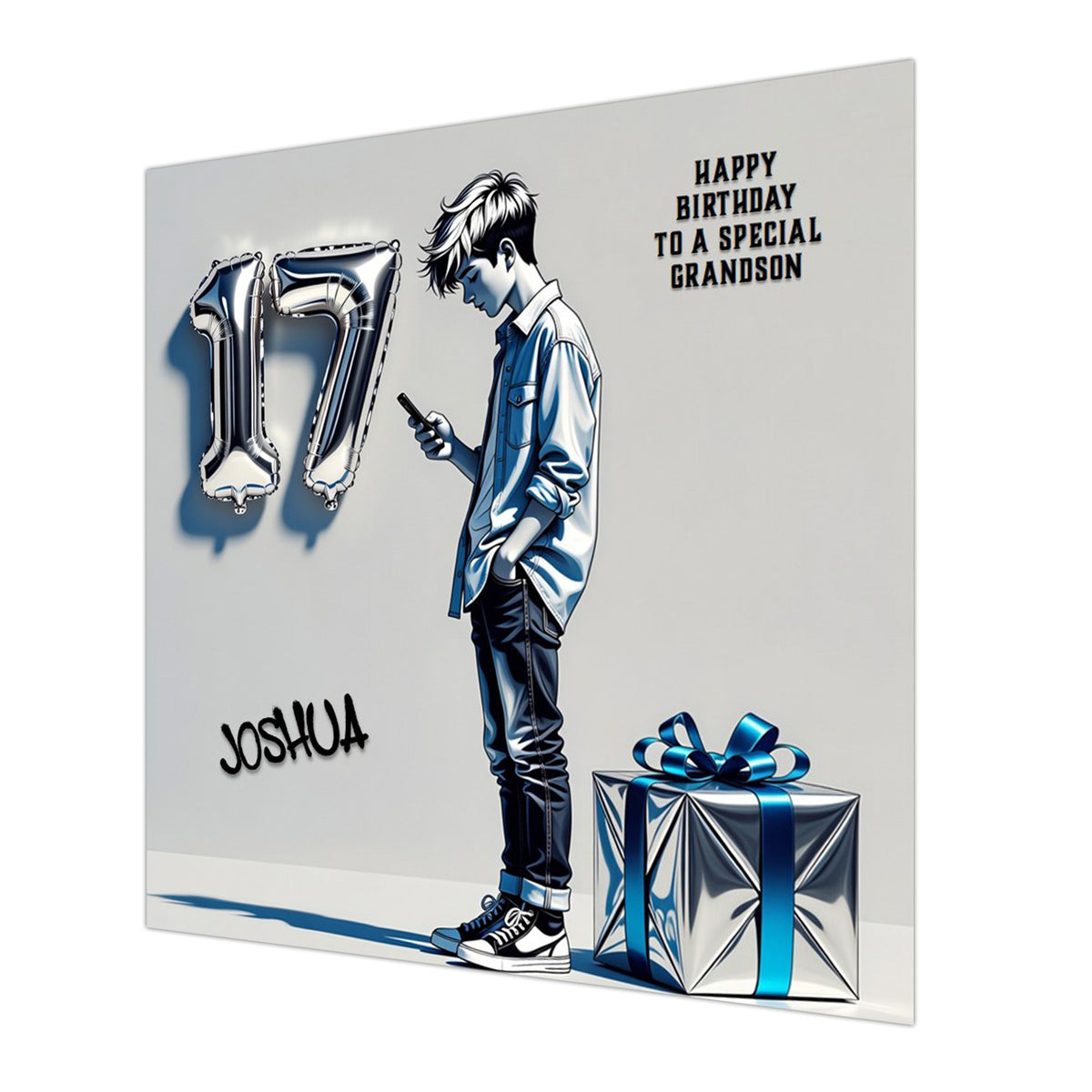 17th Birthday Card for Boys Personalised, Grandson, Son, Nephew, Urban