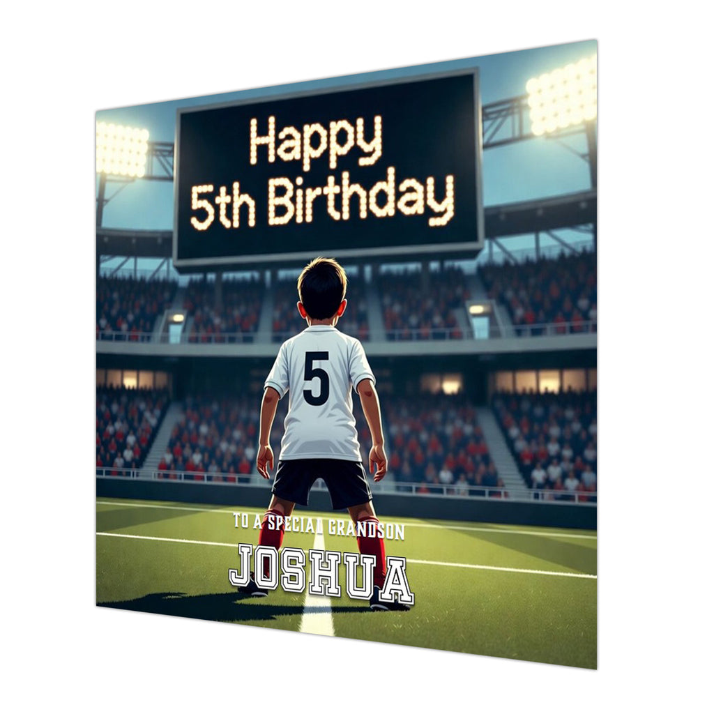 5th Birthday Card for Boys Personalised, Grandson, Son, Football White