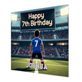 7th Birthday Card for Boys Personalised, Grandson, Son, Football Blue