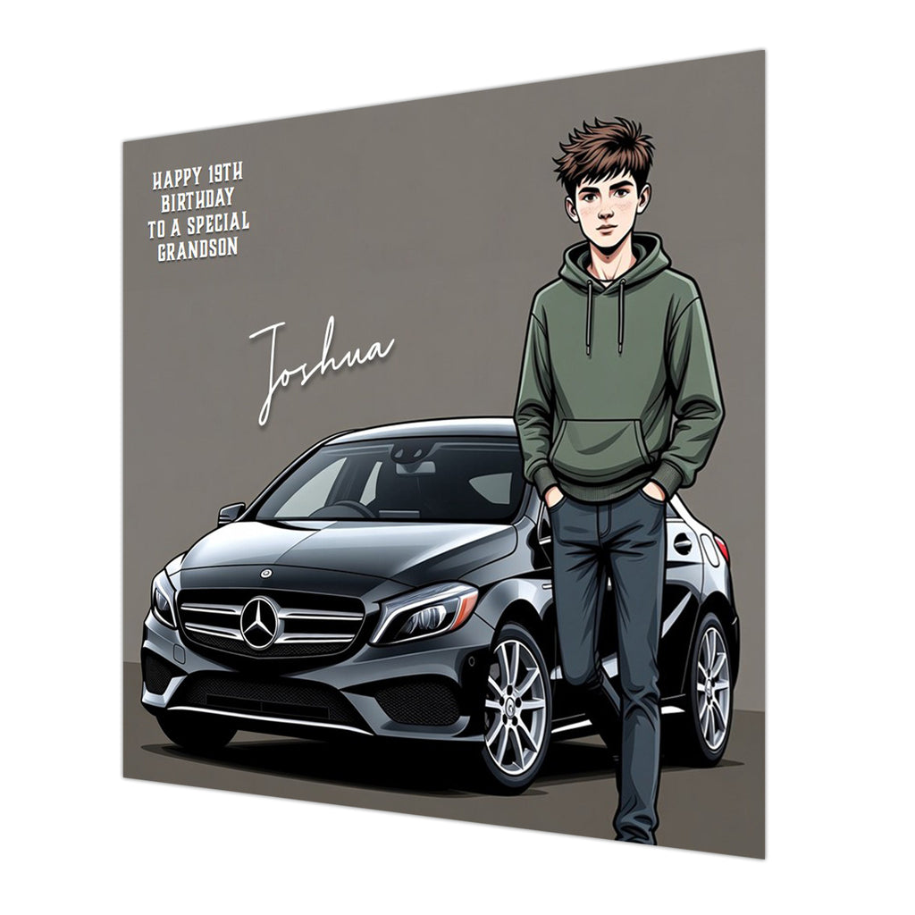 Car Birthday Card, Boys, Personalised, Son, Grandson, Nephew, Black