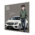 Personalised 19th Birthday Card - Young Man with a White Car