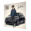 Personalised 19th Birthday Card - Young Man with a Black Car