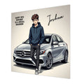 Personalised 19th Birthday Card - Young Man with a Silver Car