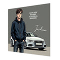 Personalised 19th Birthday Card - Young Man with a Silver Car