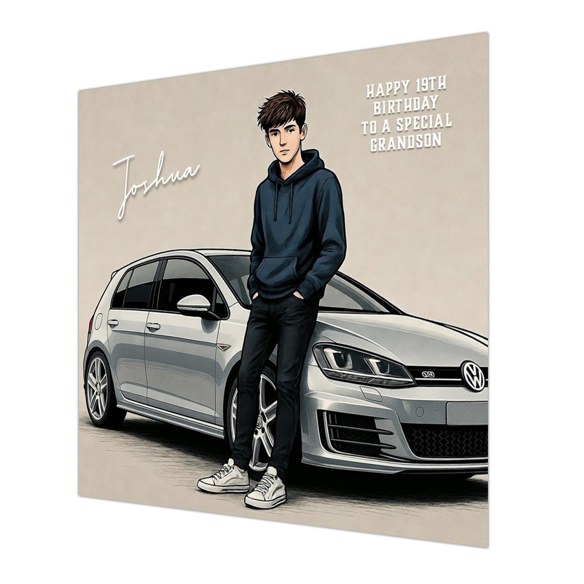 Car Birthday Card, Boys, Personalised, Son, Grandson, Nephew, Silver