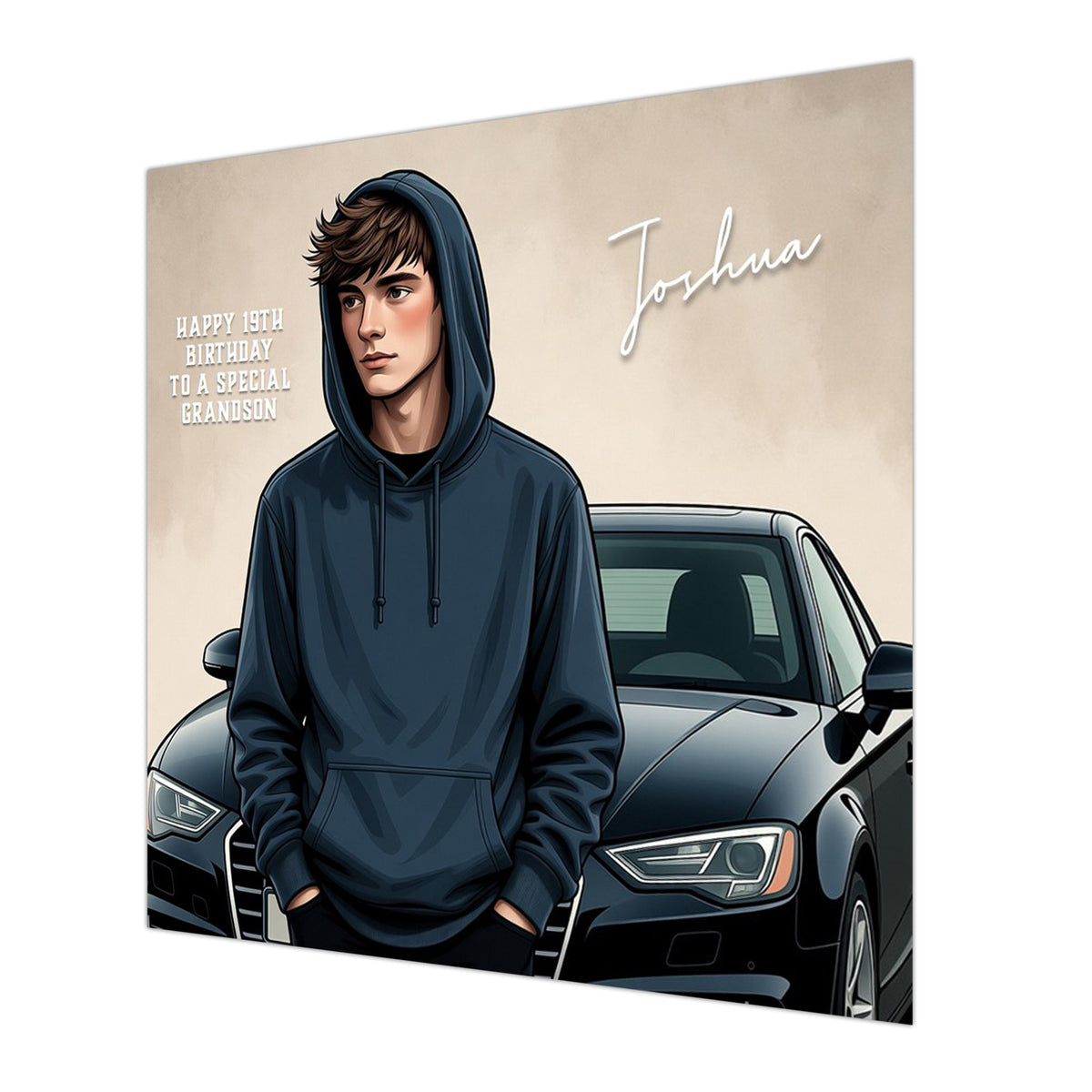 Birthday Card for Boys, Personalised, Men, Son, Grandson, Nephew, Brother, Teenager, Car