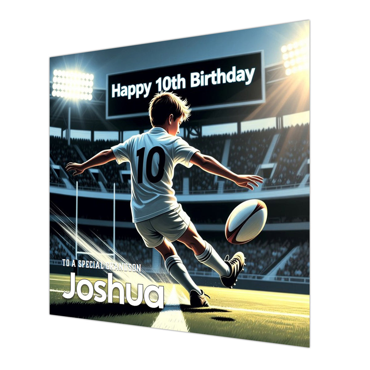 10th Rugby Birthday Card for Boys Personalised, Grandson, Son, Nephew,