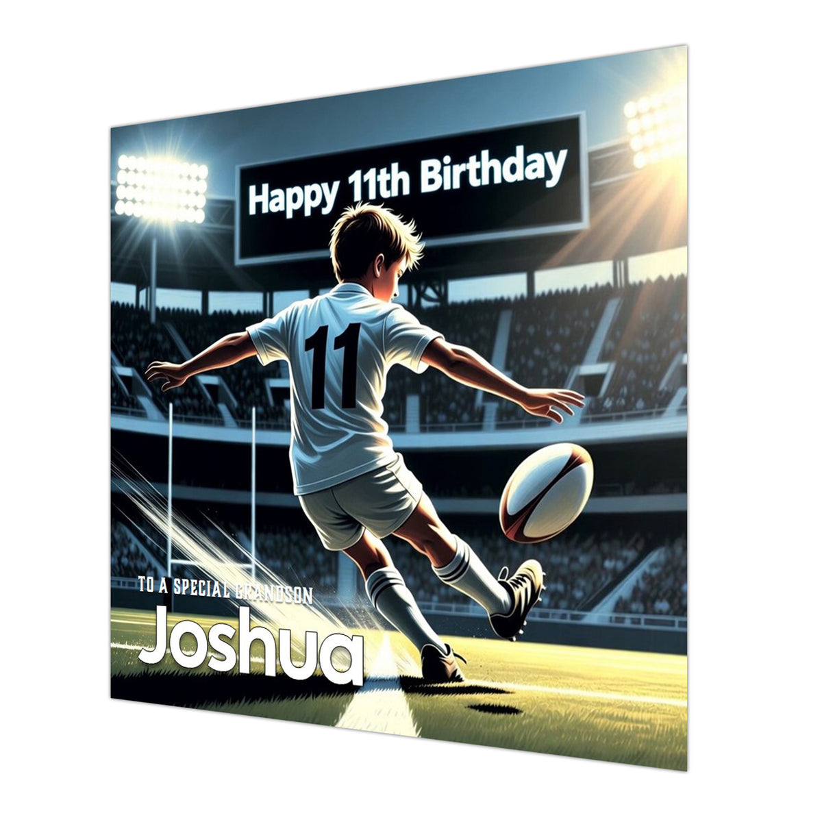 11th Rugby Birthday Card for Boys Personalised, Grandson, Son, Nephew,