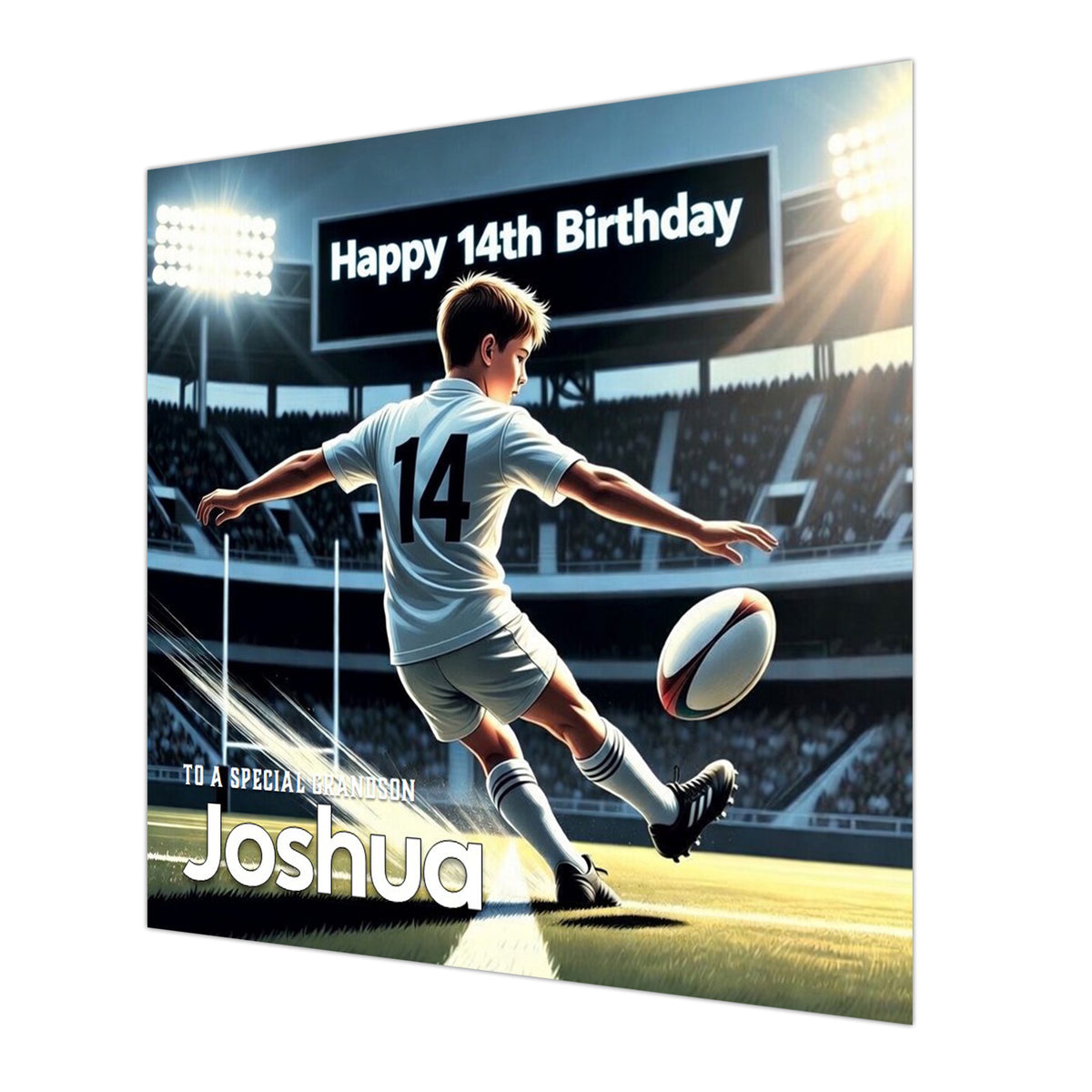 14th Rugby Birthday Card for Boys Personalised, Grandson, Son, Nephew,
